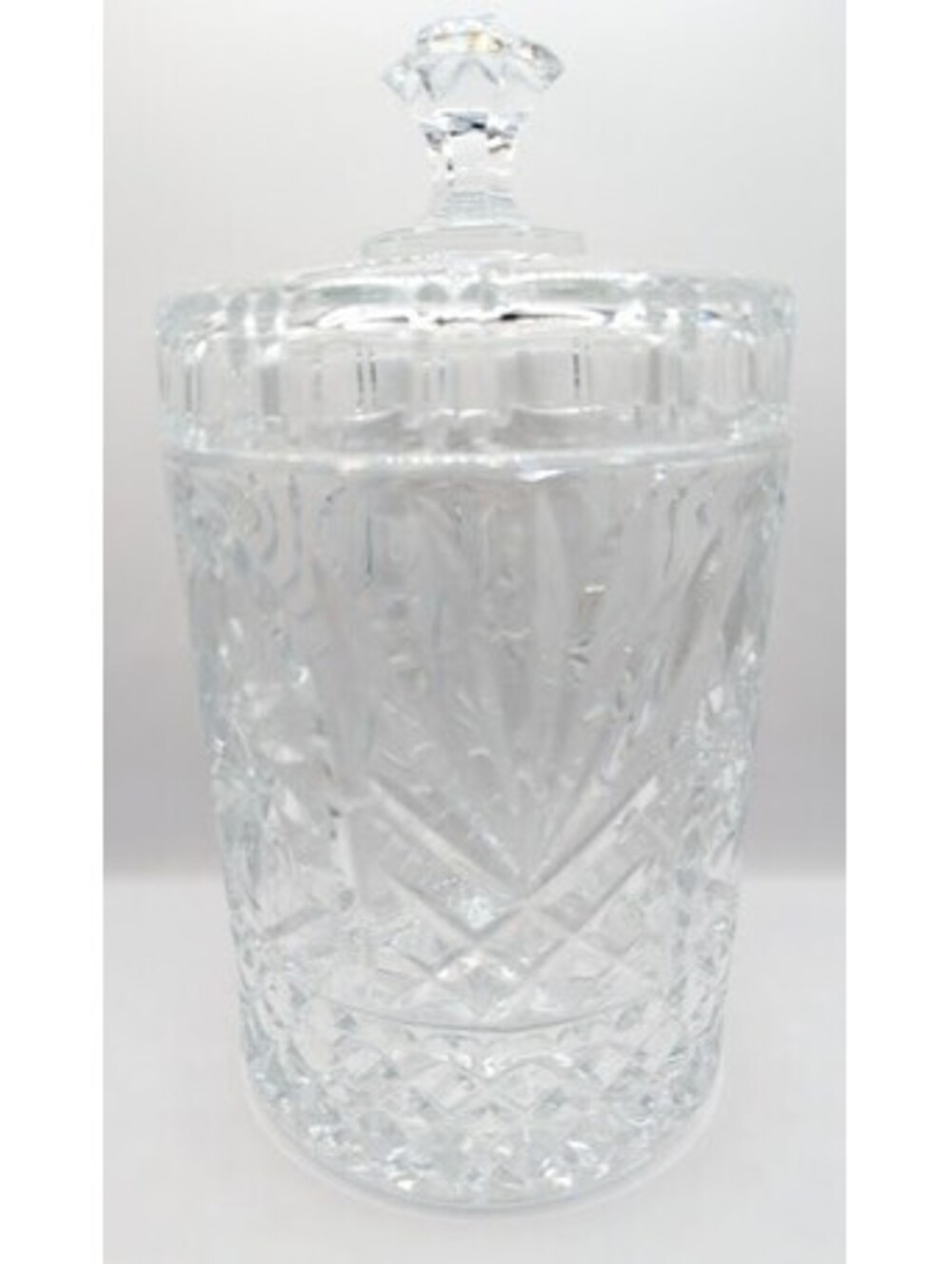 Vintage‎ St. George Lead Crystal Biscuit Barrel Cookie Jar Lidded Fan Pinwheel